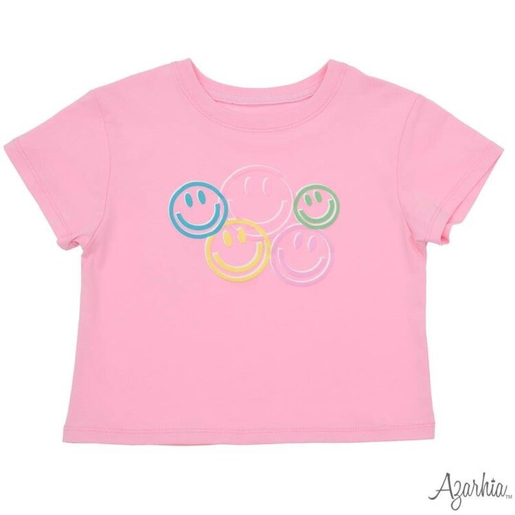 Azarhia Smiley Face Pink Boxy T-shirt