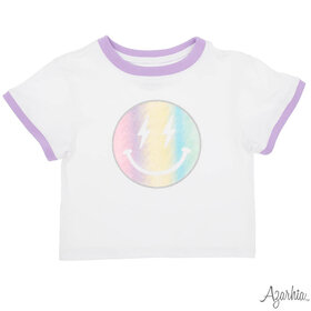 Azarhia Glitter Rainbow Smiley Boxy Shirt