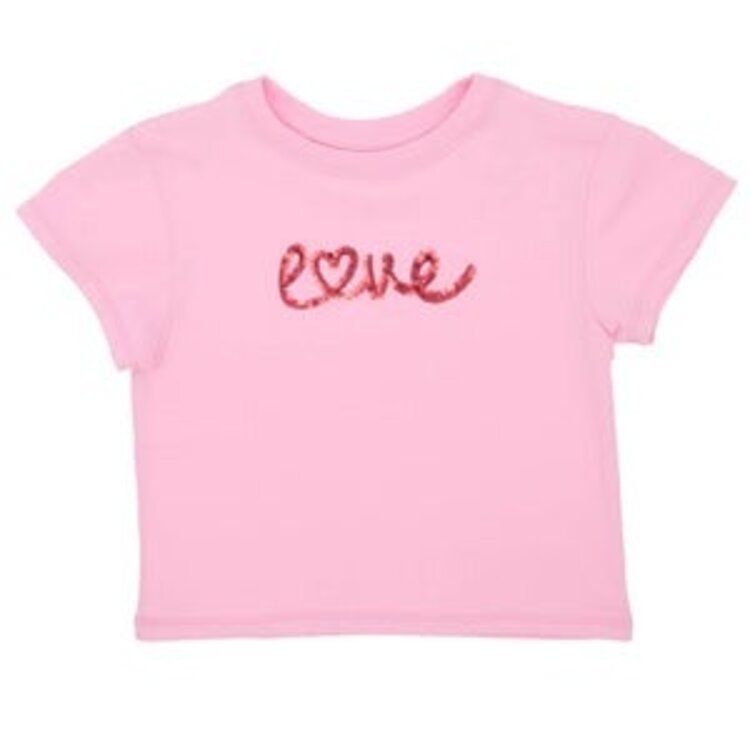 Azarhia Sequin Love on Pink Boxy Shirt