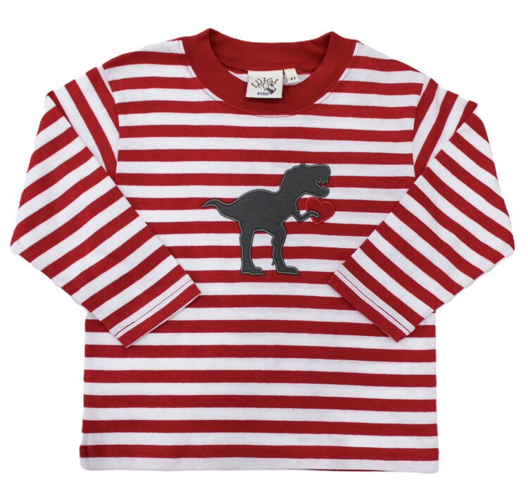 Luigi Kids Red Stripe T-Rex w/ Heart shirt