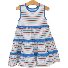 Trotter Street Kids Tinsely Twirl Dress Patriotic Stripe