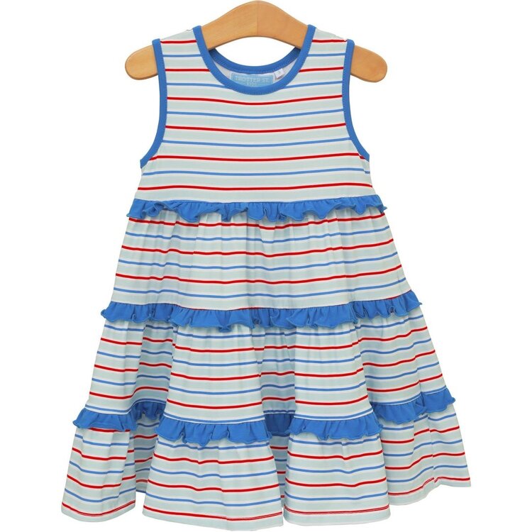 Trotter Street Kids Tinsely Twirl Dress Patriotic Stripe