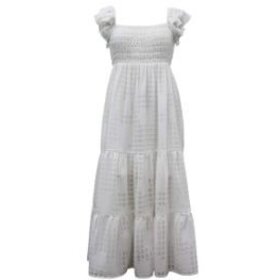 Ava & Yelly White Smocked Maxi Dress