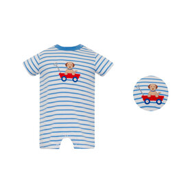 Claire & Charlie Boy Stripe Dog Ride Romper
