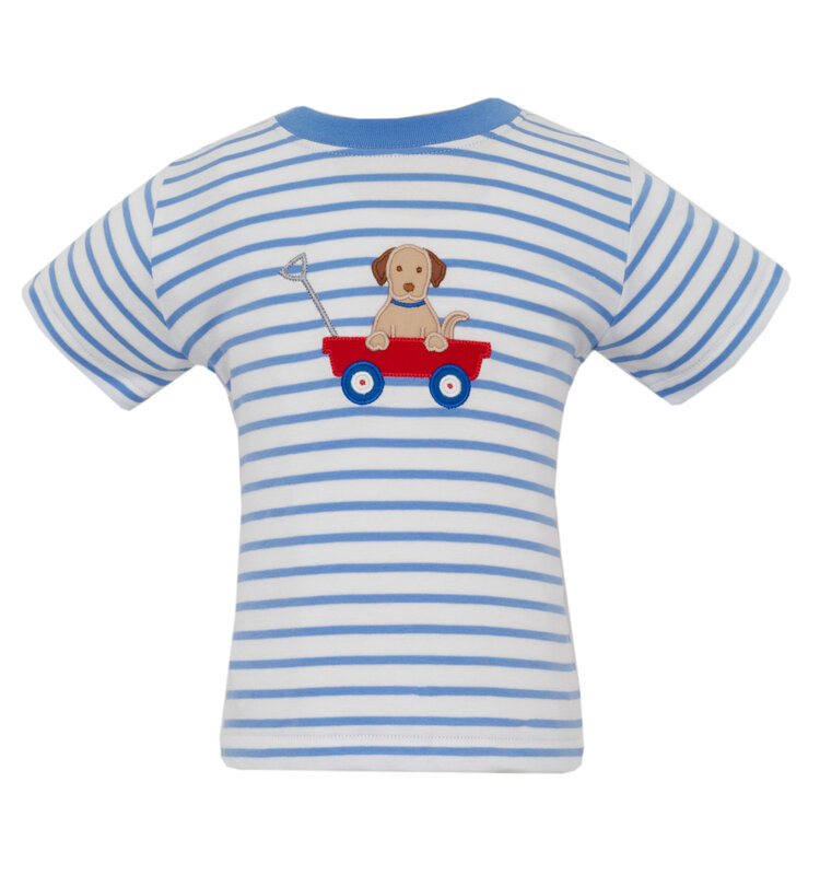 Claire & Charlie Blue Stripe Dog Ride Shirt