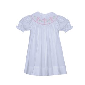 Remember Nguyen White Savannah Pink Cross Bishop Dress