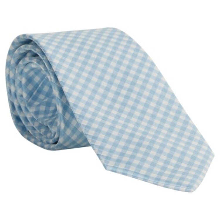 Little English | BISBY Neck Tie - Light Blue Gingham