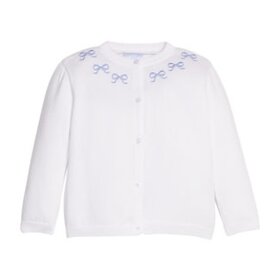 Little English Emb. Essential Cardigan - Blue Bows