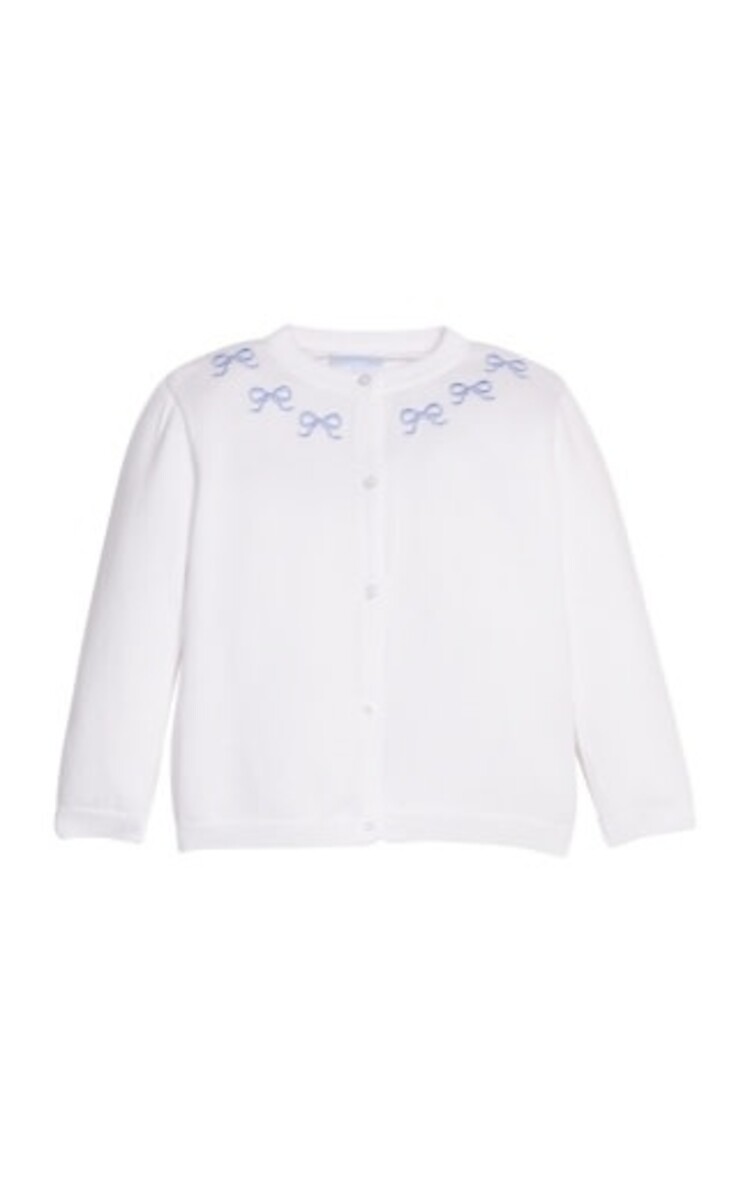 Little English | BISBY Emb. Essential Cardigan - Blue Bows