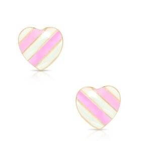 Lily Nily Pink Stripe Heart Earrings