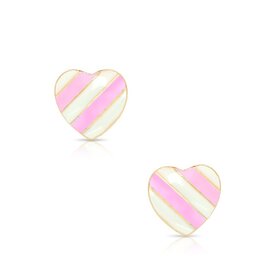 Lily Nily Pink Stripe Heart Earrings