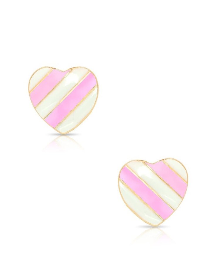Lily Nily Pink Stripe Heart Earrings