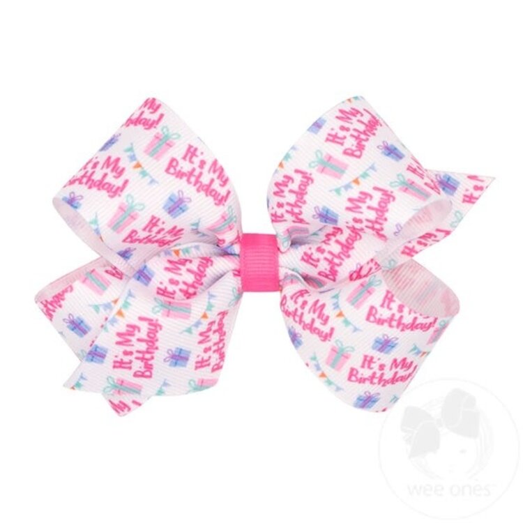 Wee Ones Birthday Print Bow