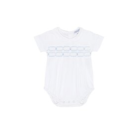 Nella Pima White w/Blue Smocked Bubble