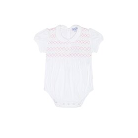 Nella Pima White w/Pink Smocked Bubble