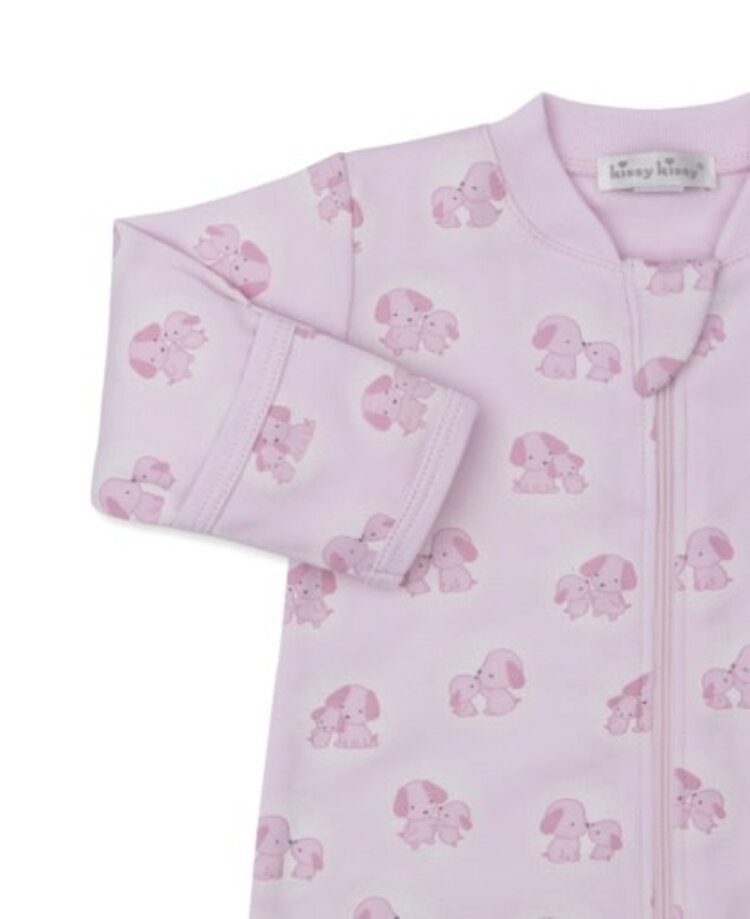 Kissy Kissy Pink Puppy Family Zip Footie