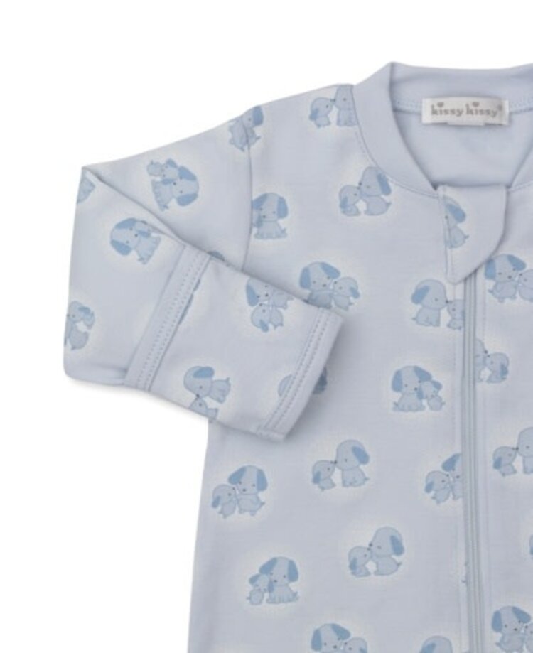 Kissy Kissy Blue Puppy Family Zip Footie