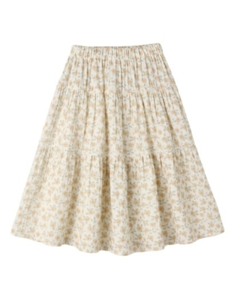 Rylee + Cru Inc. Yellow Floral Tiered Midi Skirt