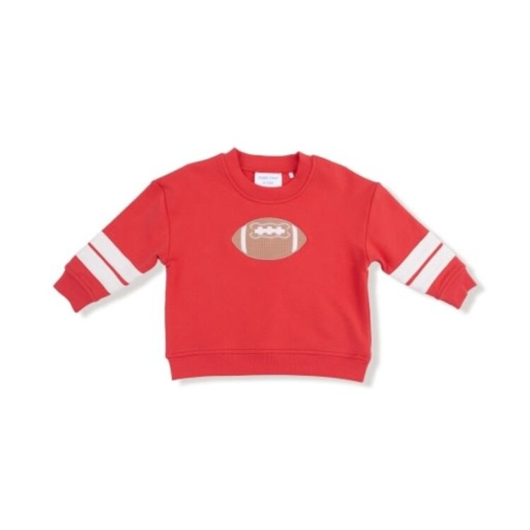 Angel Dear French Terry Sport - Varsity - Red - Cozy Drop Sleeve Sweatshirt W/ Varsity Stripes