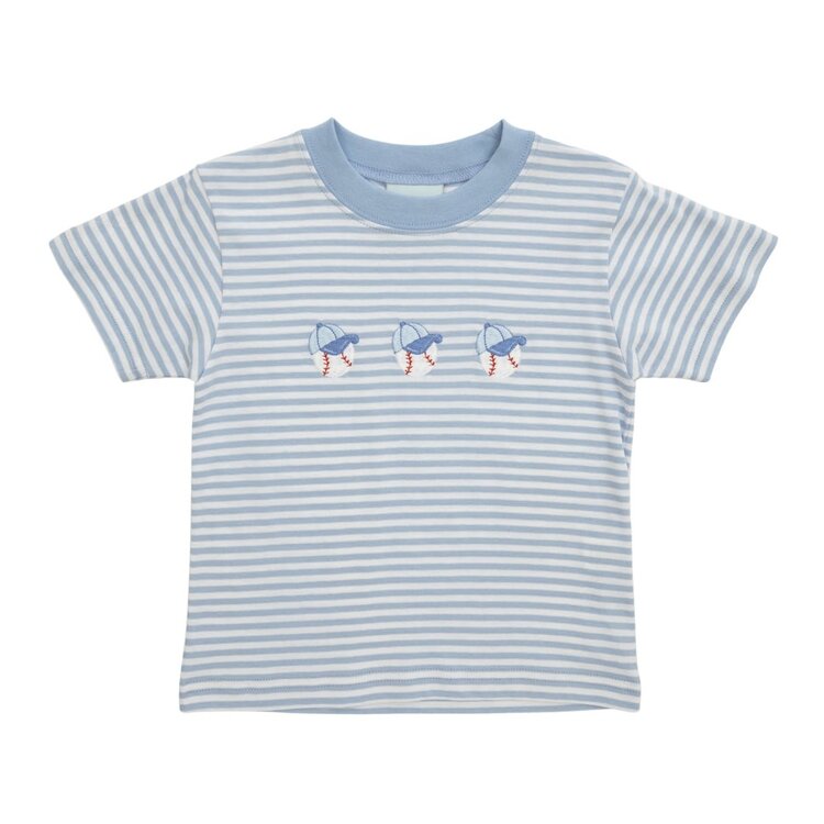 The Smiley Crab Blue Stripe Basballs Shirt