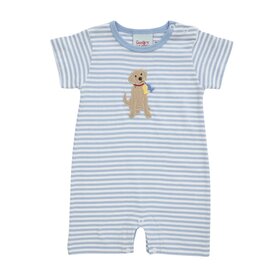The Smiley Crab Blue Stripe Fishing Dog Romper