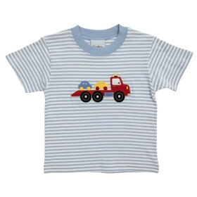 The Smiley Crab Blue Stripe Tow Truck Shirt