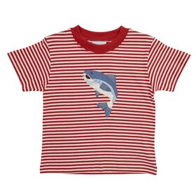 The Smiley Crab Red Stripe Blue Fish Shirt