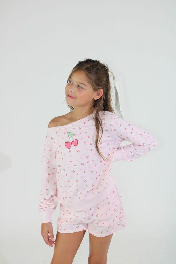 Paper Flower Micro Berry All Over Print Sweatshirt