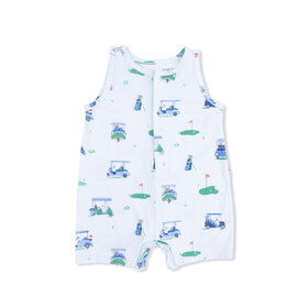 Angel Dear Blue Vintage Golf Carts Shortie Romper