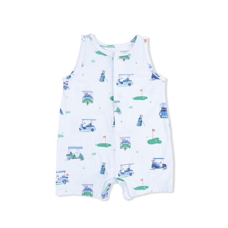 Angel Dear Blue Vintage Golf Carts Shortie Romper
