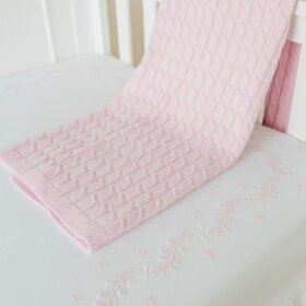 Little English Embroidered Crib Sheet - Blush