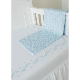 Little English Embroidered Crib Sheet - Sky