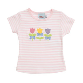 The Smiley Crab Pink Stripe Flower Shirt
