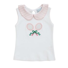 The Smiley Crab Pink Stripe Collar Tennis Shirt