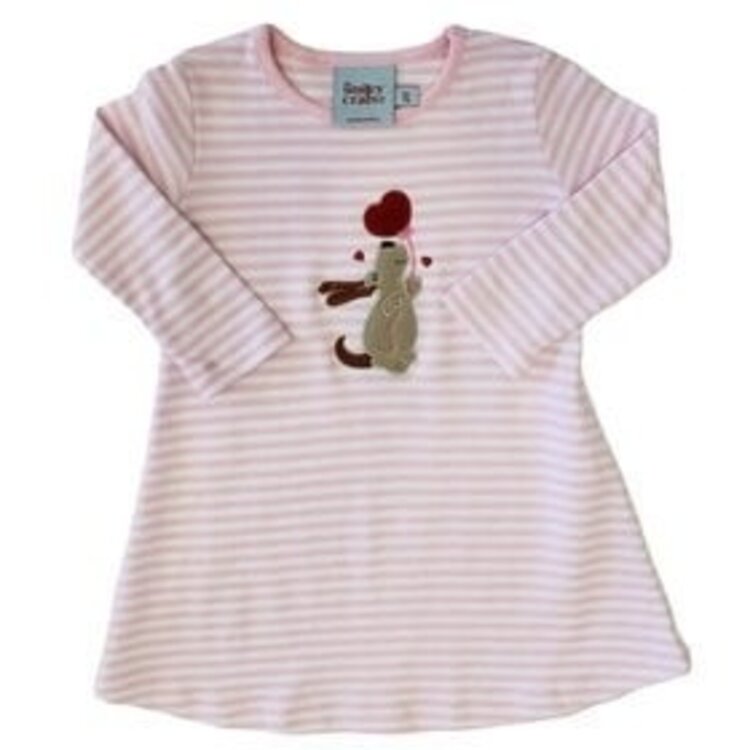 The Smiley Crab Pink Stripe Valentine Balloon Dress