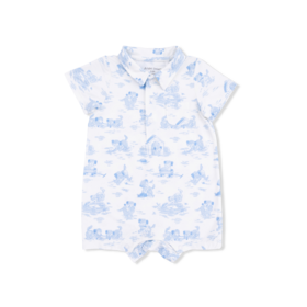 Angel Dear Blue Puppy Toile Polo Shortie