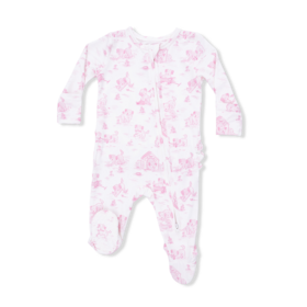 Angel Dear Pink Puppy Toile Ruffle Footie