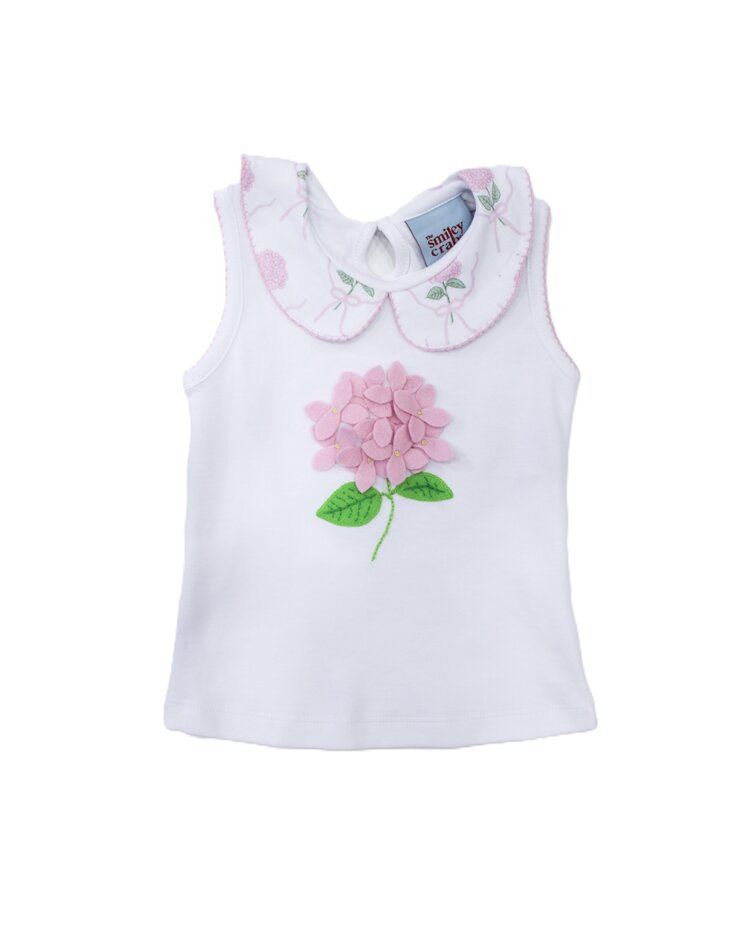 The Smiley Crab White Hydranga Top