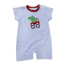 The Smiley Crab Blue Stripe Dino Car Romper