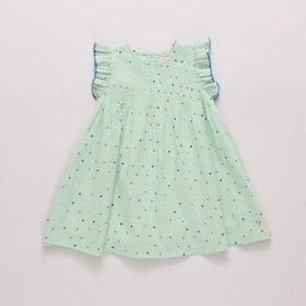 Pink Chicken girls jaipur dress - pastel green polka dot