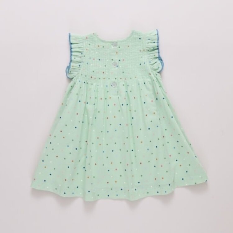 Pink Chicken girls jaipur dress - pastel green polka dot