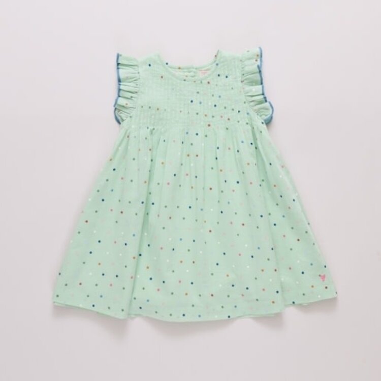Pink Chicken girls jaipur dress - pastel green polka dot