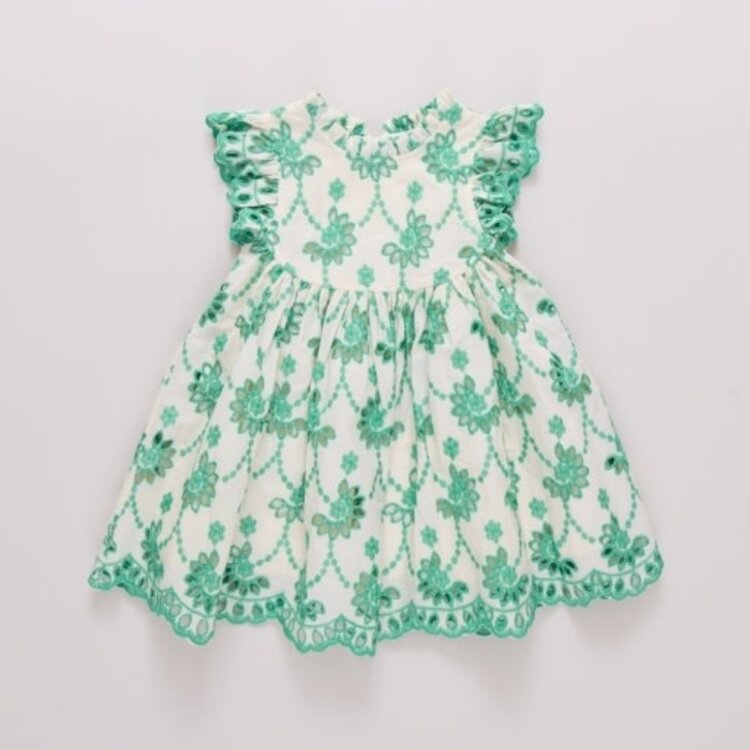 Pink Chicken girls cynthia dress - kelly green eyelet