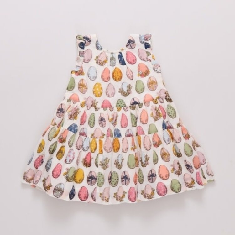 Pink Chicken girls eloise ruffle dress - multi eggs