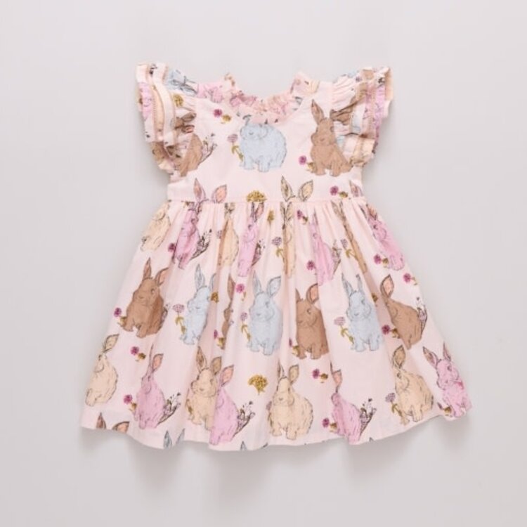 Pink Chicken girls jennifer double ruffle dress - vintage bunnies