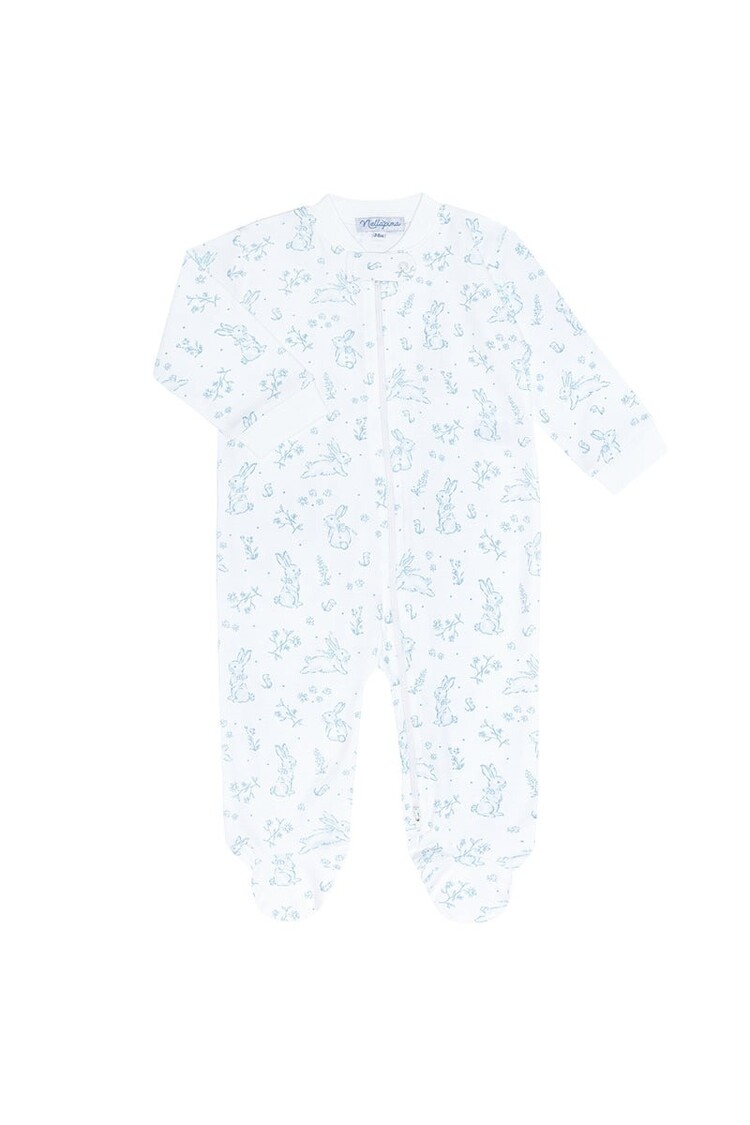 Nella Pima Toile Bunny Zip Footie