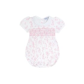 Nella Pima Pink Smocked Toile Bunny Bubble