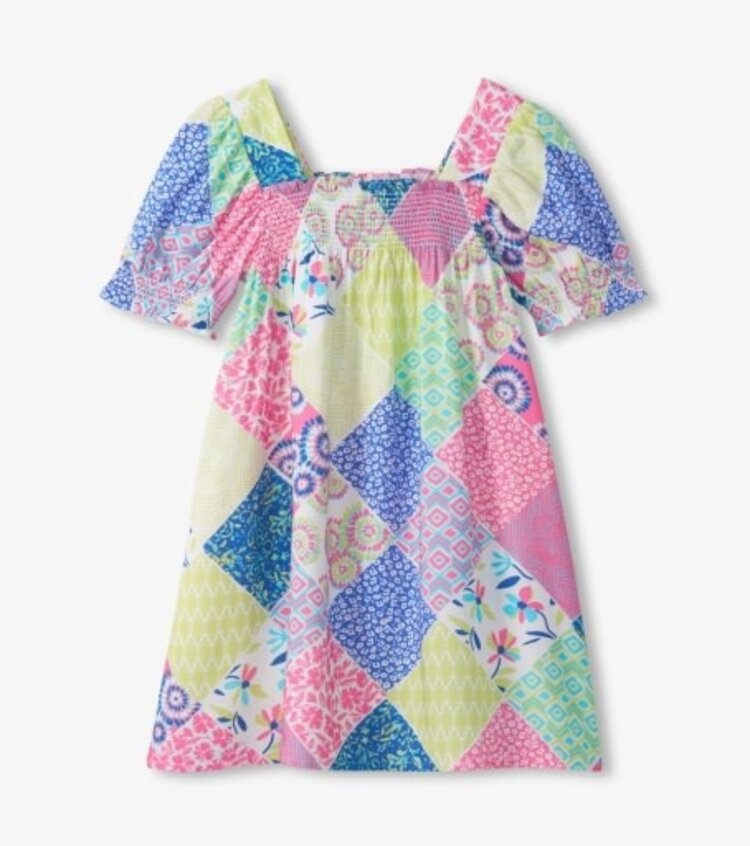 Smocked Patchwork Dress
