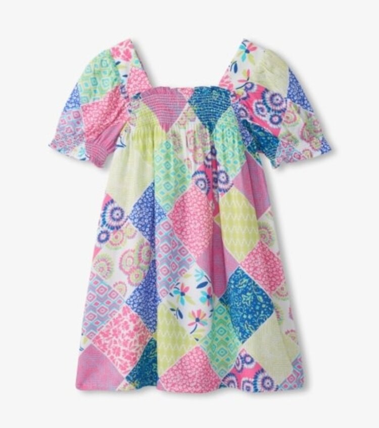 Smocked Patchwork Dress