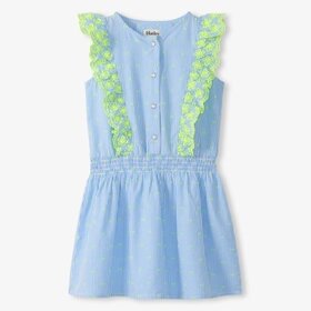 Hatley Blue Neon Dot Ruffle Dress